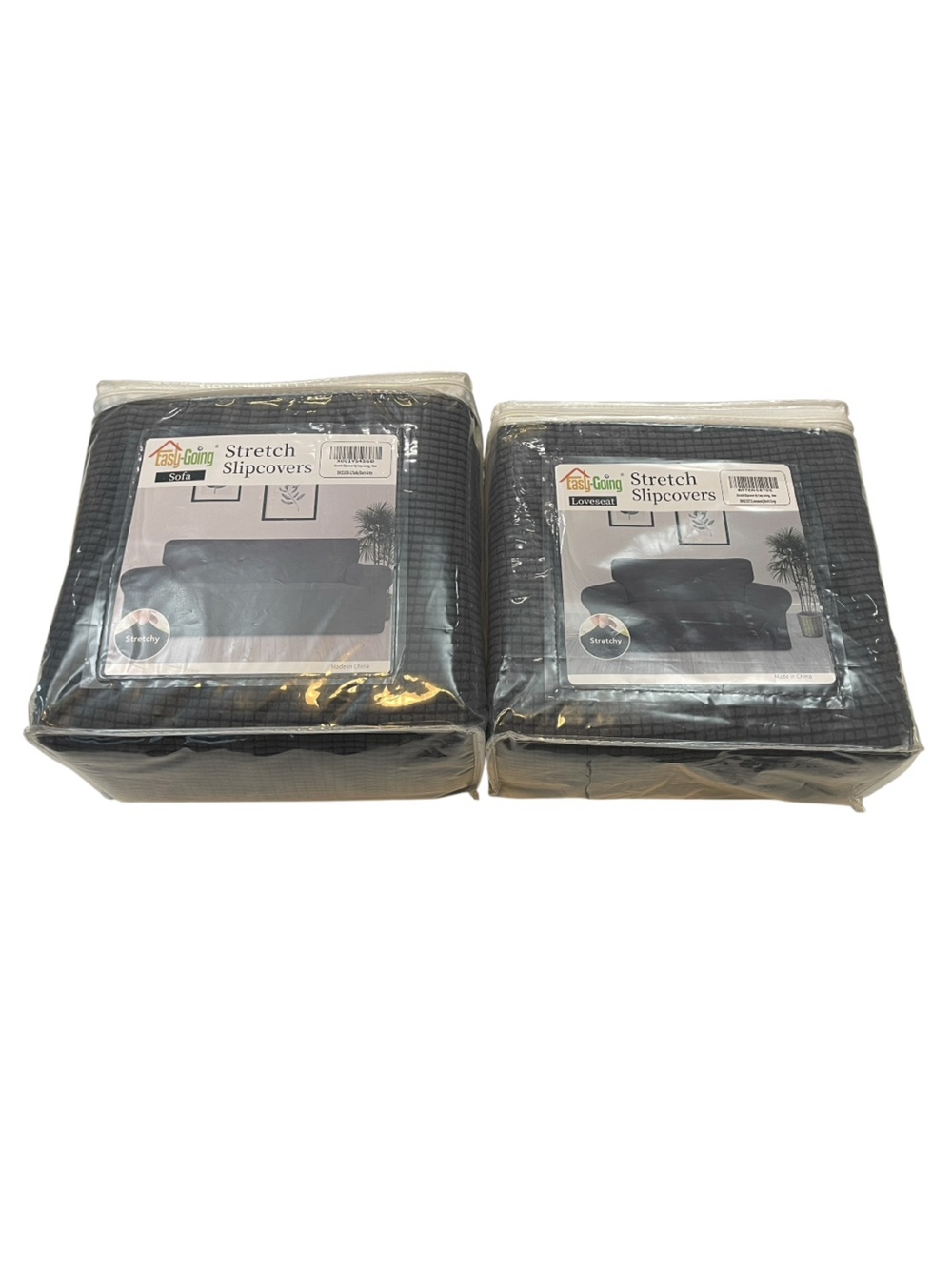 NWT - Couch and Loveseat Stretch Slipcovers - Dark Grey